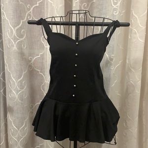 Peplum black heart shaped neckline